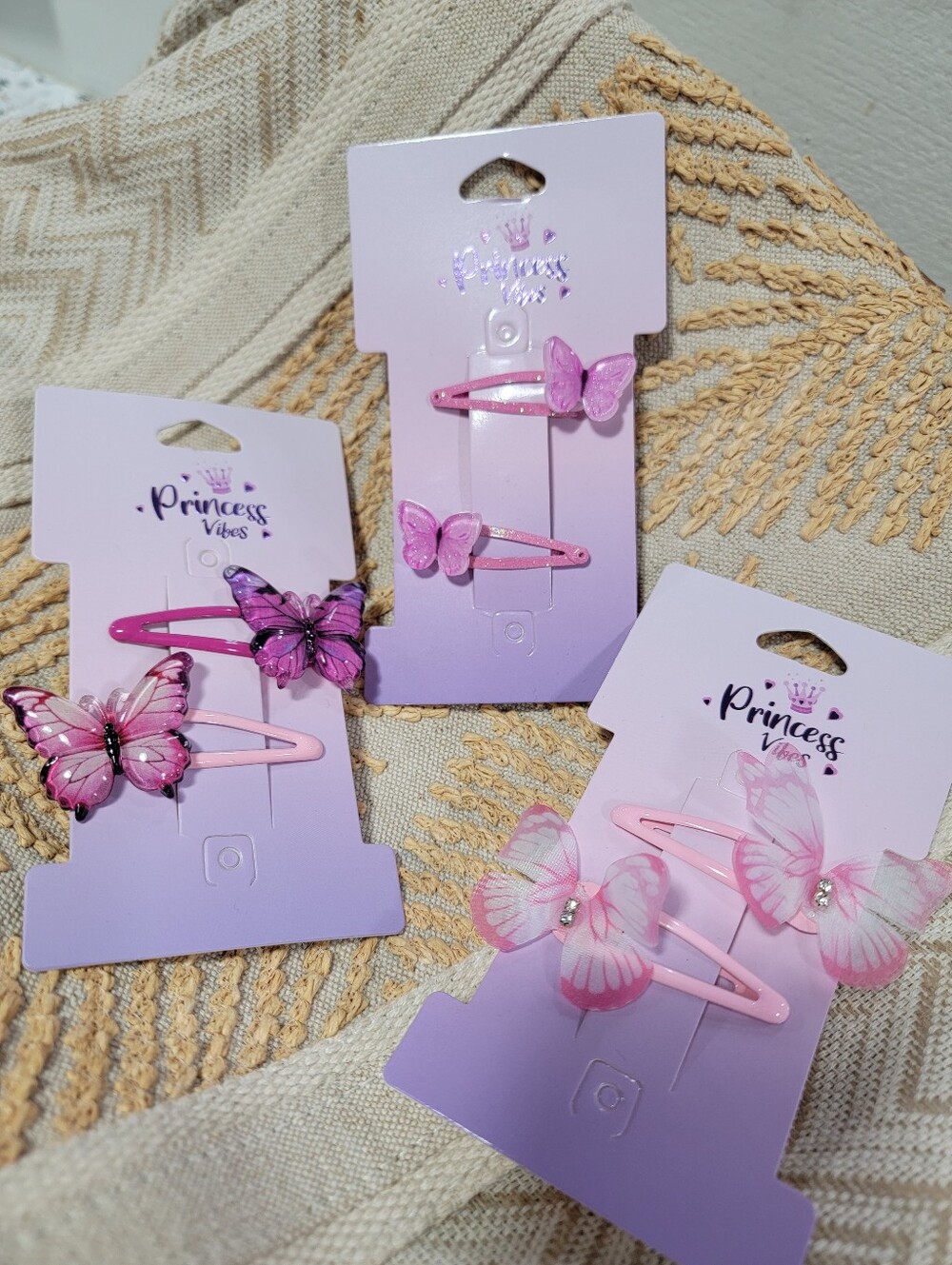 Princess Vibes Pink Butterfly Hair Clips for Kids